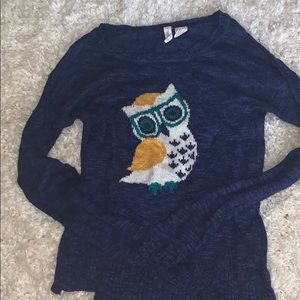 navy blue owl sweater